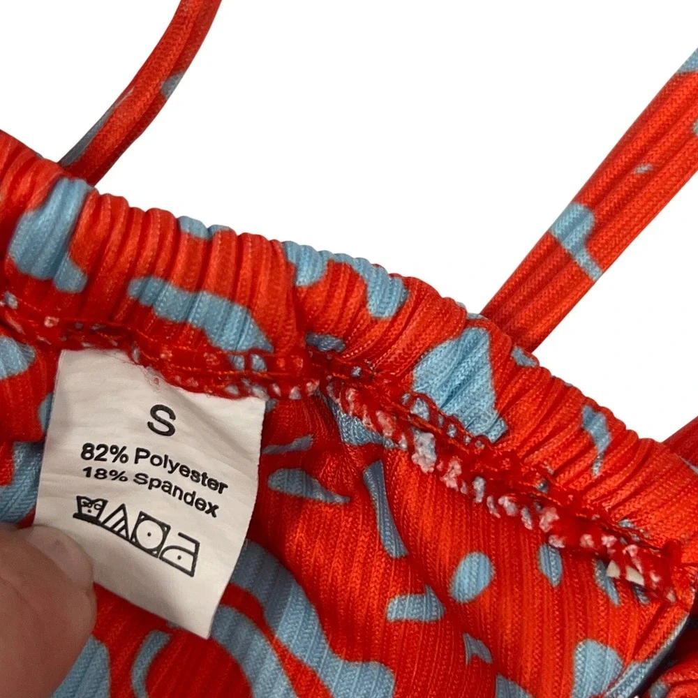 Red Blue 2 Piece Swimsuit String Bikini Small Beach‎ Vacation Cheeky